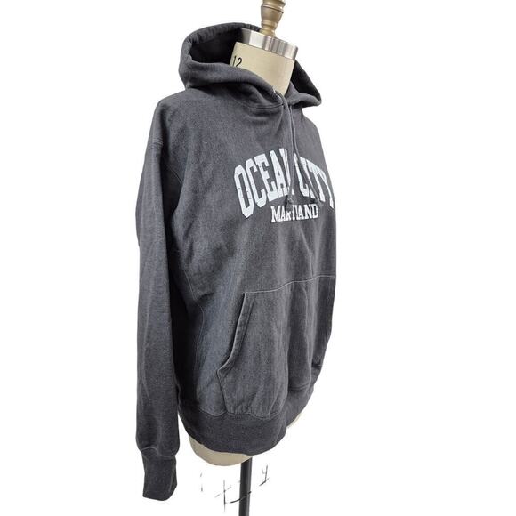 Champion Reverse Weave Char Gray Cotton/Poly Ocean City Maryland Hoodie Sz XL - Picture 2 of 5